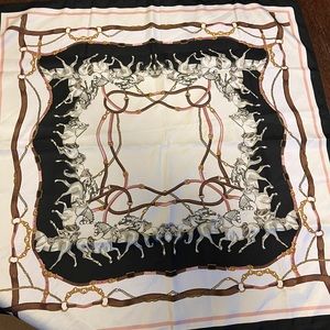 Silk horse & straps pattern scarf